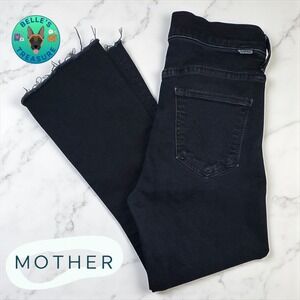 MOTHER Jeans Women's 27x26 The Insider Ankle Holding Hands Dark‎ Wash Frayed Hem